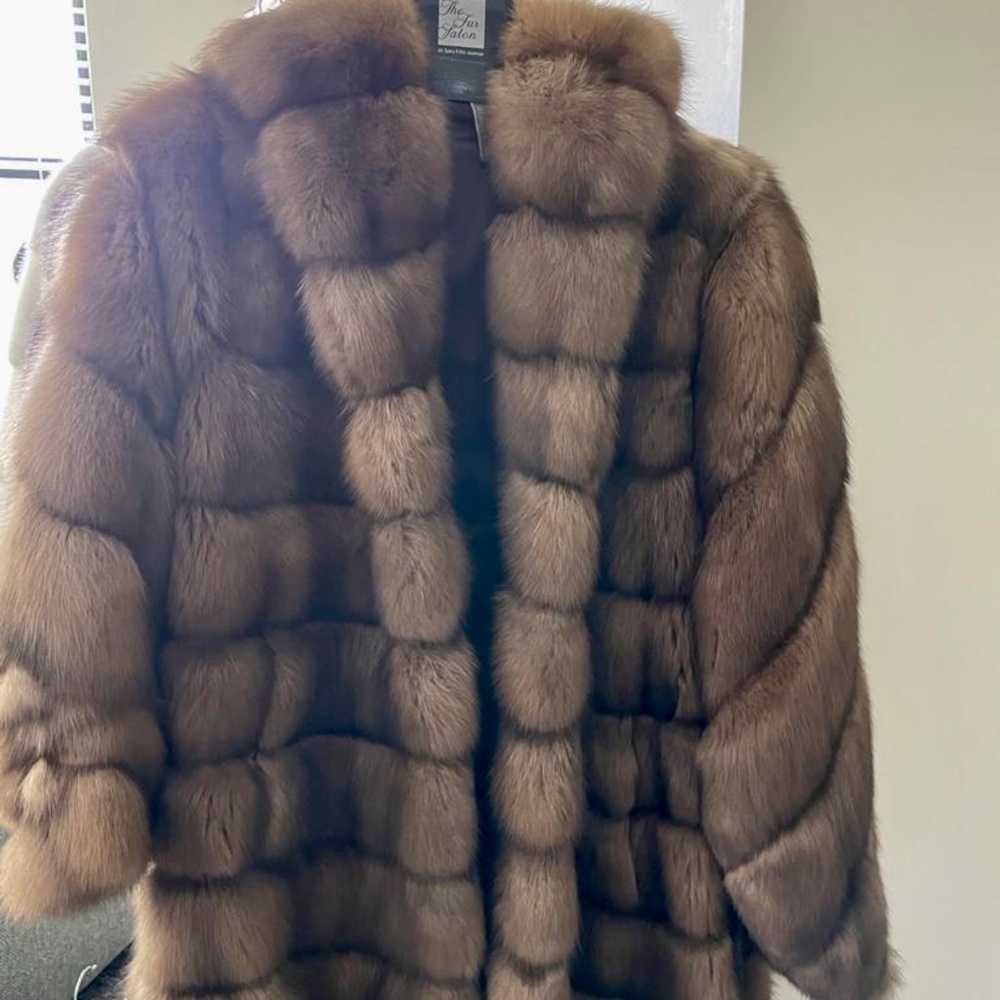 Sable coat with hood NEW! sz 40